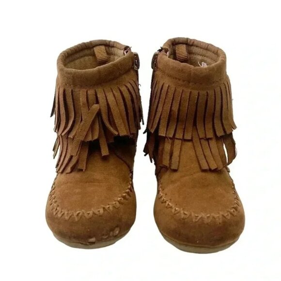 Joe Fresh Fringe Moccasin Baby Booties Brown  Size 6 - Picture 4 of 12